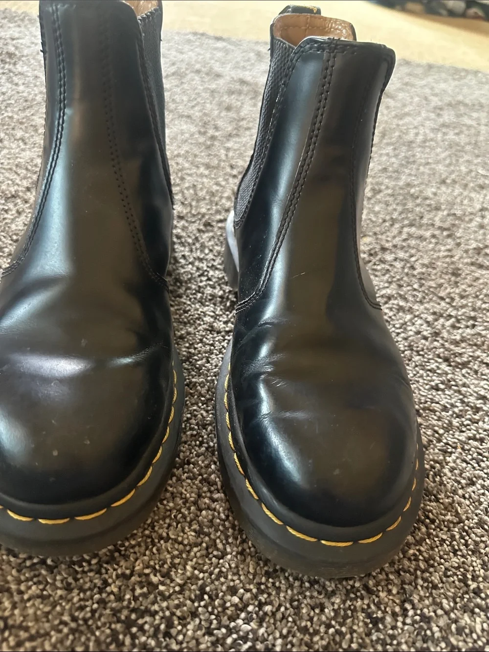 Dr. Martens Classic Black Leather Chukka Boots Unisex with Yellow Stitching